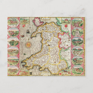 Postal Gales, grabado por Jodocuments Hondius