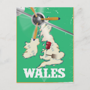 Postal Gales, Islas Británicas cartel de viaje vintage