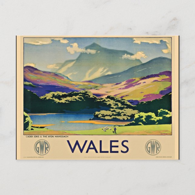 Postal Gales, poster de viajes vintage (Anverso)