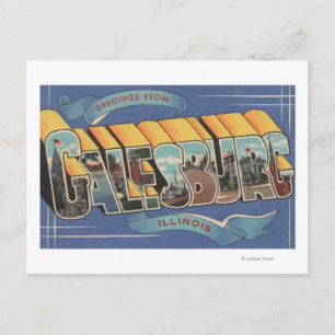 Postal Galesburg, Illinois - Escenas de letras grandes 2
