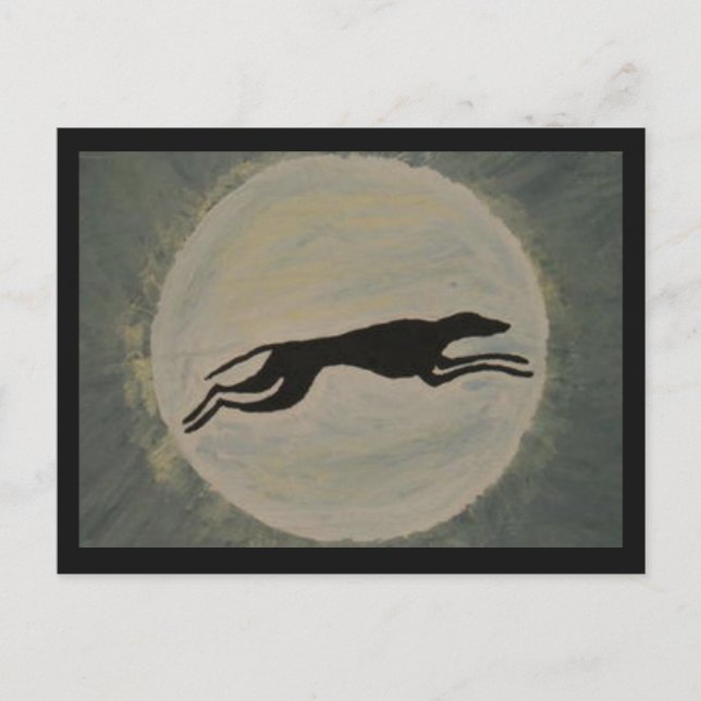 Postal Galgo en Luna Llena (Anverso)