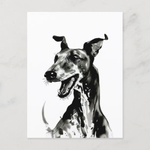 Postal Galgo Español en blanco y negro   Joyful Greyhound