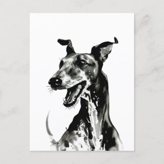 Postal Galgo Español en blanco y negro | Joyful Greyhound