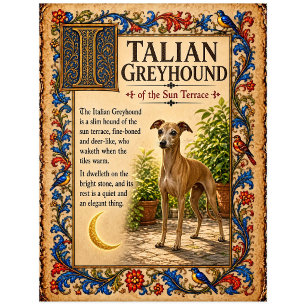 Postal Galgo Italiano, Arte de Bestiario Medieval