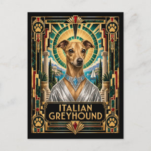 Postal Galgo Italiano, Perro Art Deco