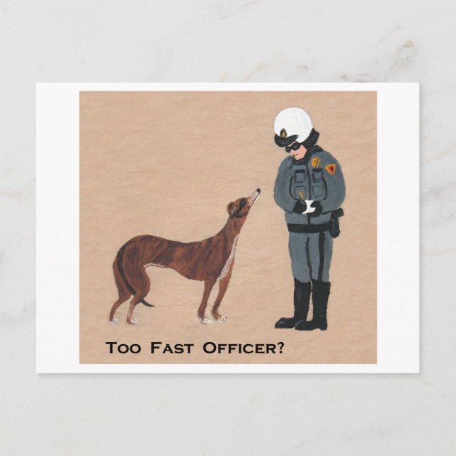 Postal Galgo recibiendo una multa por exceso de velocidad (Anverso)
