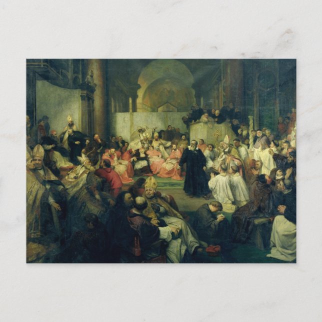 Postal Galilei ante el Consejo, 1861 (Anverso)