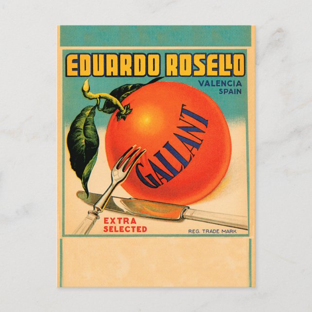 Postal Gallant Eduardo Rosello, Etiqueta de tasa de fruta