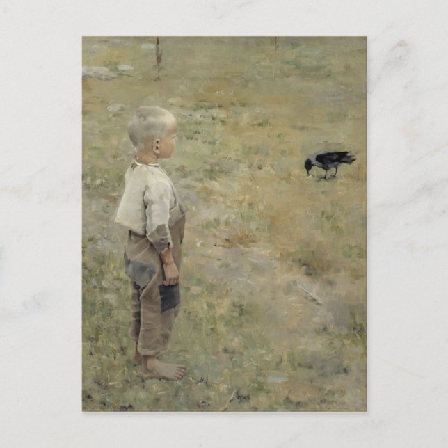Postal Gallen-Kallela Gosse och kråka CC0464 (Anverso)