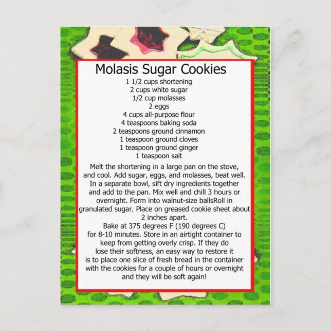Postal galletas azucareras de molasia (Anverso)