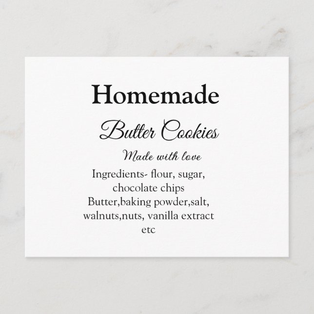 Postal Galletas caseras de mantequilla hechas con amor añ (Anverso)