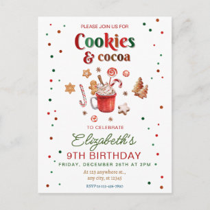 Postal Galletas de cumpleaños de Navidad y cacao Festivo