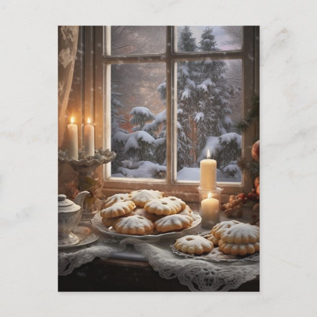 Postal Galletas de navidad en un día de nieve (Anverso)