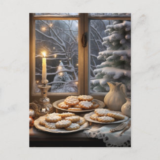 Postal Galletas de navidad en un día de nieve