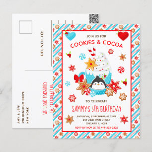 Postal Galletas de Navidad y Cumpleaños Azul de Cacao
