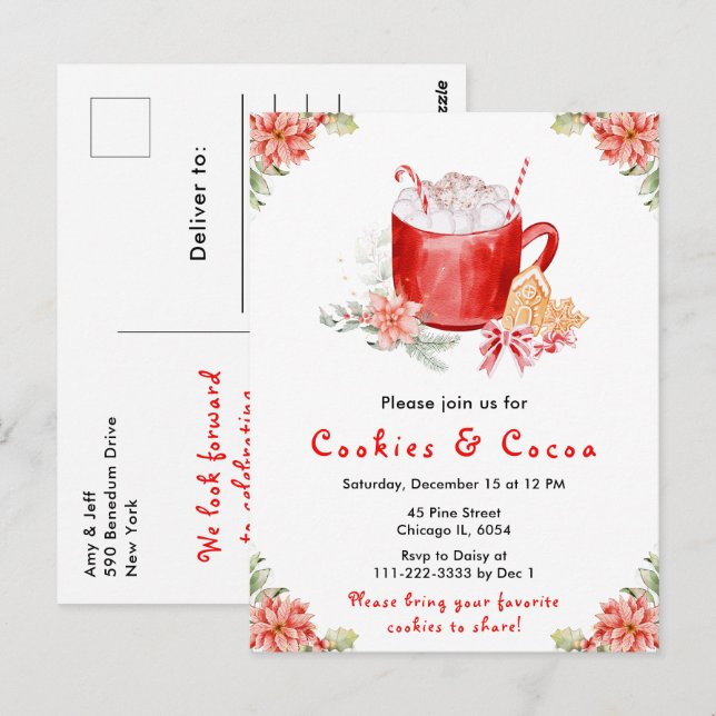 Postal Galletas de Navidad y Rojo de Cacao (Anverso / Reverso)