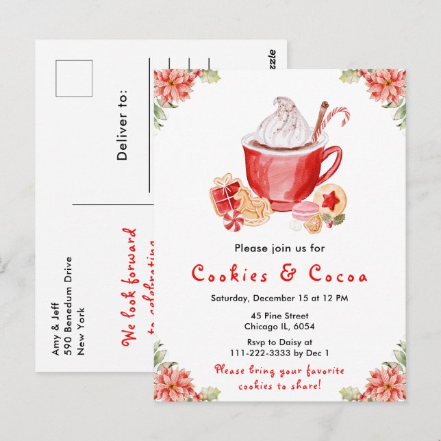 Postal Galletas de Navidad y Rojo de Cacao (Anverso / Reverso)