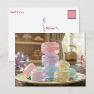 Postal Galletas Macarón de Vidrio Pastel Manteniéndose