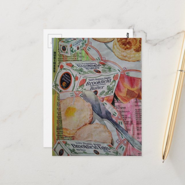 Postal galletas mantequilla huevos Collage  (Anverso/Reverso In Situ)