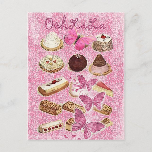 Postal galletas rosadas de la magdalena de los pasteles (Anverso)