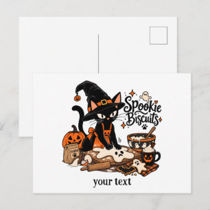 Postal Galletas Spookie Bruja Gato Negro Hornear Hallowee