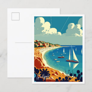 Postal Gallipoli ilustracion de Viaje Turco Vintage