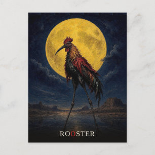 Postal Gallo capa corta gótico Surrealista