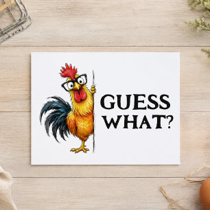 Postal Gallo Divertido Adivina Qué Juego de Palabras