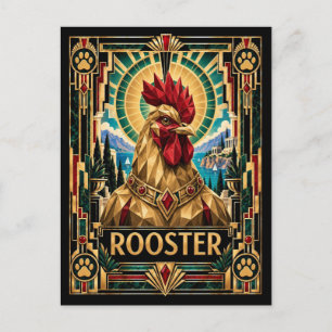 Postal Gallo, Fauna Art Déco