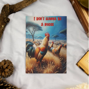 Postal Gallo Majestuoso en Medio de Pradera Verde