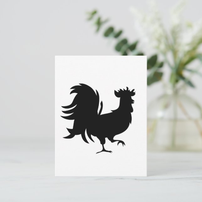Postal Gallo negro lindo afortunado  (Anverso de pie)