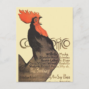 Postal Gallo Steinlen Cocorico Arte Francés