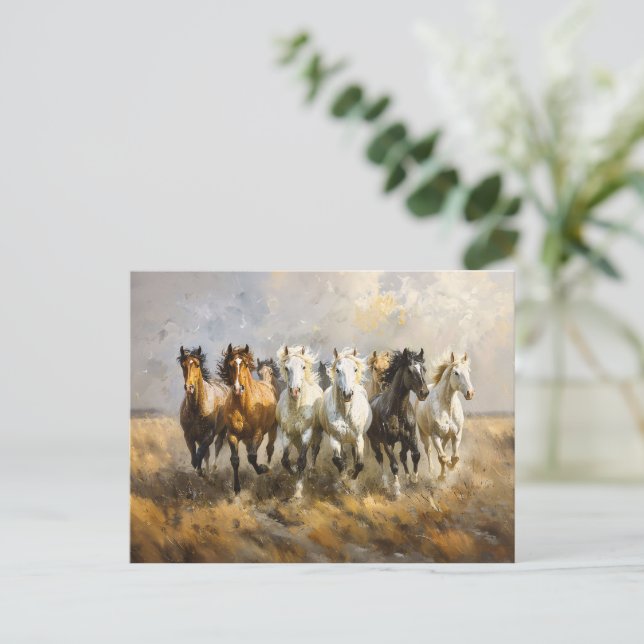Postal Galloping Mustang Pintura (Anverso de pie)