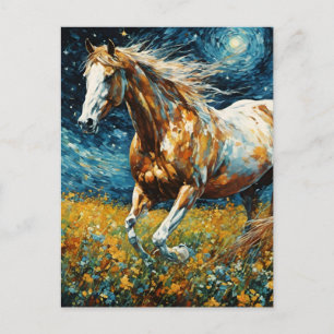 Postal Galloping Pinto Stallion Van Gogh