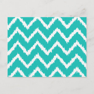 Postal Galones de Ikat - turquesa y blanco