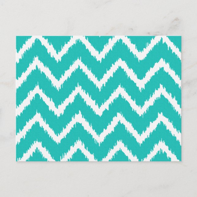 Postal Galones de Ikat - turquesa y blanco (Anverso)