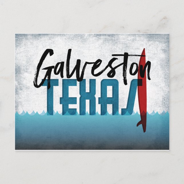 Postal Galveston Postcard Texas Surfboard (Anverso)