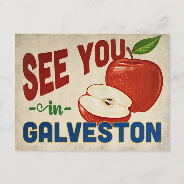 Postal Galveston Texas Apple - Viajes de época (Anverso)