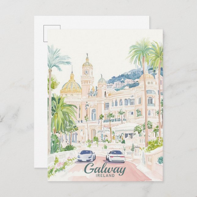 Postal Galway Ireland Gouache Paint Ilustracion Travel (Anverso / Reverso)