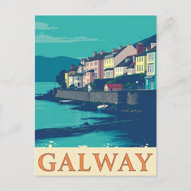 Postal Galway Ireland Vintage Famoso Travel Place (Anverso)