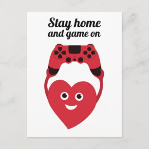 Postal Gamer Game Controller Heart Stay Home Y Game On