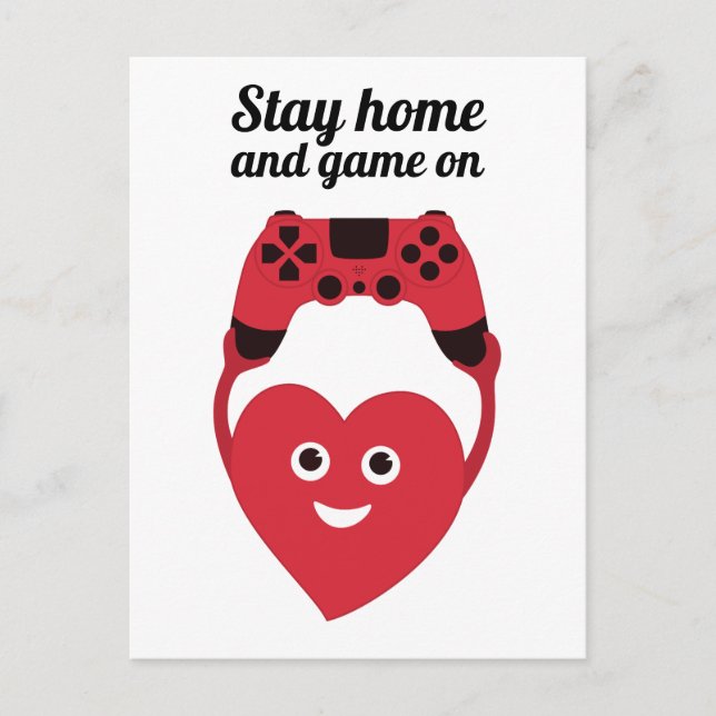 Postal Gamer Game Controller Heart Stay Home Y Game On (Anverso)