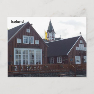 Postal Gamli Baukur e Iglesia Húsavík, Islandia