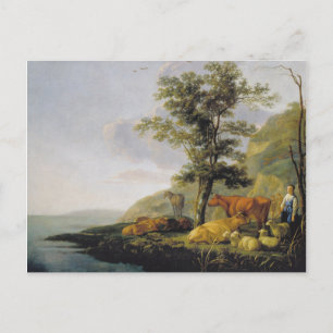 Postal Ganado cerca de un río  Aelbert Cuyp  