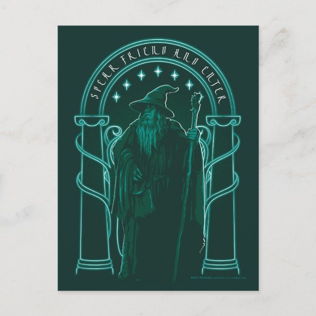 Postal GANDALF™ "Speak Friend And Enter" Doors of Durin (Anverso)