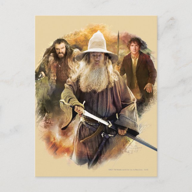 Postal Gandalf, THORIN OAKENSHIELD™ y BILBO BAGGINS™ (Anverso)
