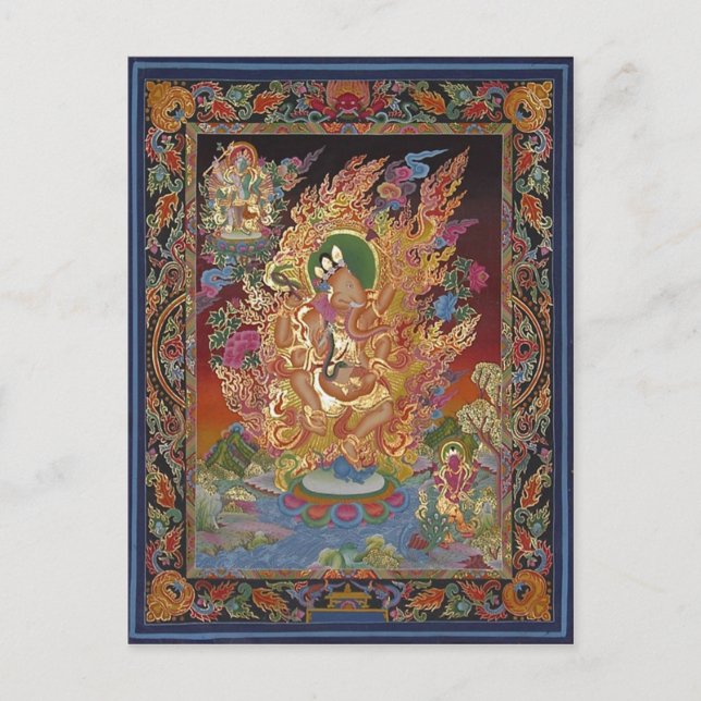 Postal ganesh con cuatro armas (Anverso)