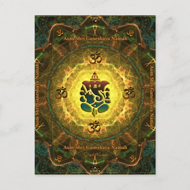 Postal Ganesha - Éxito, victoria, prosperidad, conocimien (Anverso)