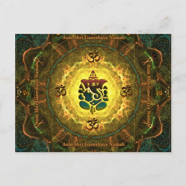 Postal Ganesha - Éxito, victoria, prosperidad, conocimien (Anverso)