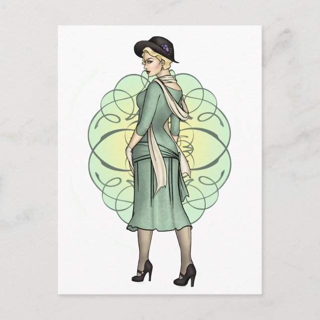 Postal Gangster de moda - Pinup de los años 20 (Anverso)